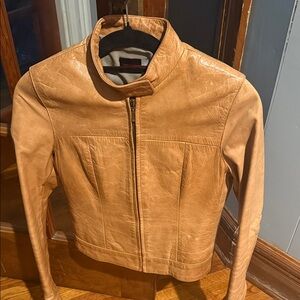 Chic Tan Leather Women's Jacket